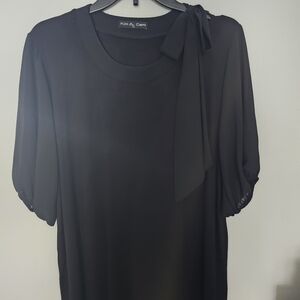 Kim & Cami Classic Black Blouse with Shoulder Bow